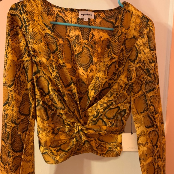 Long Sleeve Brown Snake Crop - Picture 4 of 6